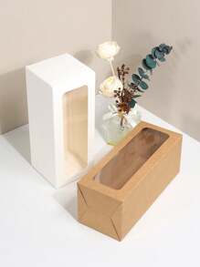 20Pcs Macaron Boxes With Clear Window DIY Paper Box Cake Packaging Box Dessert Transparent Cookie Boxes For Wedding Home Party Birthday Baptism Party Gift Box Suitable For Wine Glasses, Candles, Weddings, Bridal Shower And Gift Packaging - Multicolor - View 3