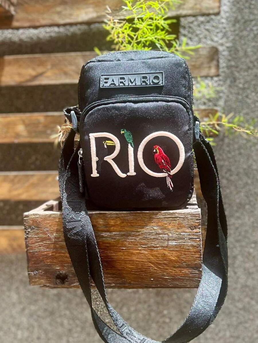 Rio Printed Mini Bag With Adjustable Crossbody Strap - màu đen - Xem 1