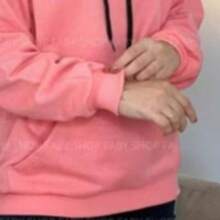 Men's Sweatshirts Plain Flannel Kangaroo Top Cold Hooded - Pink - View 4