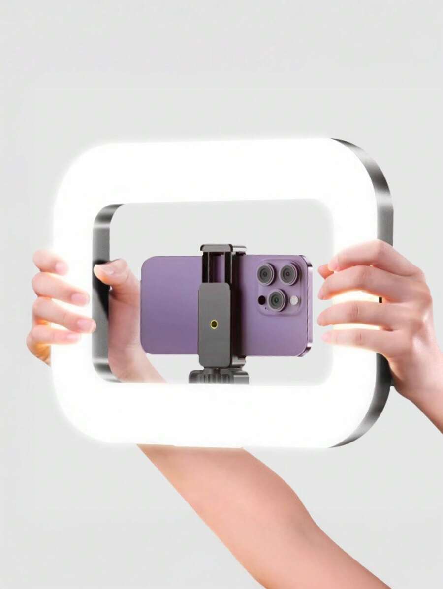 YM200 手持式环形灯，适用于手机摄影 - 2000K-8500K 色温和 CRI96+，亮度可调，便携式自拍灯，适合自拍和直播，便携式灯