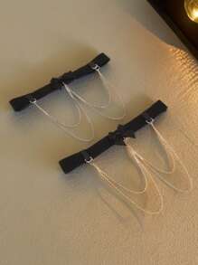 1pc Dark Style Elastic Band Bowknot Tassel Heart Buckle Leg Chain Anklet For Women - Multicolor - View 7