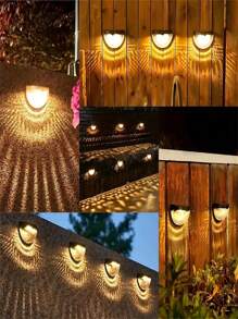 Luzes de Parede Solares para Uso Externo À Prova d'Água, Luzes de Deck Embutidas de Plástico com Hardware de Instalação, Bateria de Níquel Recarregável por Energia Solar, Luminária Embutida Resistente à Água para Cerca, Pátio, Escadas da Garagem - Preto