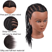 100% Human Hair Model Head, Suitable For Hairstyling And Braiding, With Clip Fastener - Black - View 8