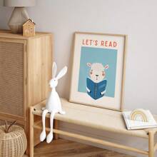 1/3pcs Cartoon Alligator Reading Books Canvas Art Print - Art Deco Modern Retro Style Poster For Home Office, Playroom, Classroom - Wall Decor Illustration For Bedroom, Living Room - Ink Artwork Wall Hanging Decoration Indoor - Whimsical Animal Theme, Optional Frame