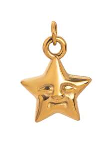 1件不锈钢时尚DIY项链，包含星星、心形、蝴蝶、钥匙、辣椒吊坠，18K镀金，防水防汗，适合派对和日常佩戴，女士礼物，情人节礼物，女士首饰 - 金色 - 查看 8