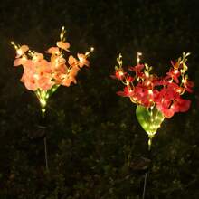 1 件太阳能蝴蝶兰精致花园装饰灯太阳能通道灯情侣礼物草坪灯适用于户外庭院花园草坪围栏车道装饰，无遥控器，塑料灯罩，太阳能节日草坪装饰