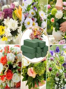 10Pcs/1P(4.33in*2.96in*1.57in)-Wet And Dry Flower Foam Brick,A Green Polystyrene Foam Block,Is Suitable For Flower Arrangement,Plant Decoration And Handicraft Making.It Can Also Be Used For Spring Flower Arrangement And Handicraft Creation. - Multicolor - View 4