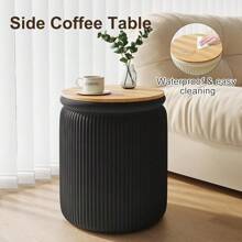 With Storage Set Of 2, White Ottoman Poufs Living Room, Sherpa Storage Ottoman Stool, Cute Teddy Foot Rest, White Makeup Vanity Stool Chair, Small Coffee Table - Black - View 7