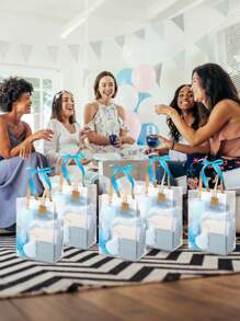 74/68Pcs Gender Disclosure Prizes For Game Winners Gender Disclosure Favors Gifts Including Headband Hair Brush Jewelry Box With Bracelet Mirror Powder Puff Hair Tie Hair Claw Bath Sponges Gift Bags - 彩色 - 查看 10