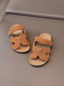1 Pair Casual Comfortable Versatile Sandals, Open Toe Slides - Brown - View 4
