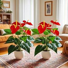 1pc Artificial Poinsettia Plant With Red Flowers And Green Leaves - Indoor/Outdoor Decor All Year Round, Suitable For Wedding, Garden, Home And Holidays - Pot Not Included, Holiday Accent, Decoration Plant, No Maintenance, Artificial Outdoor Floral