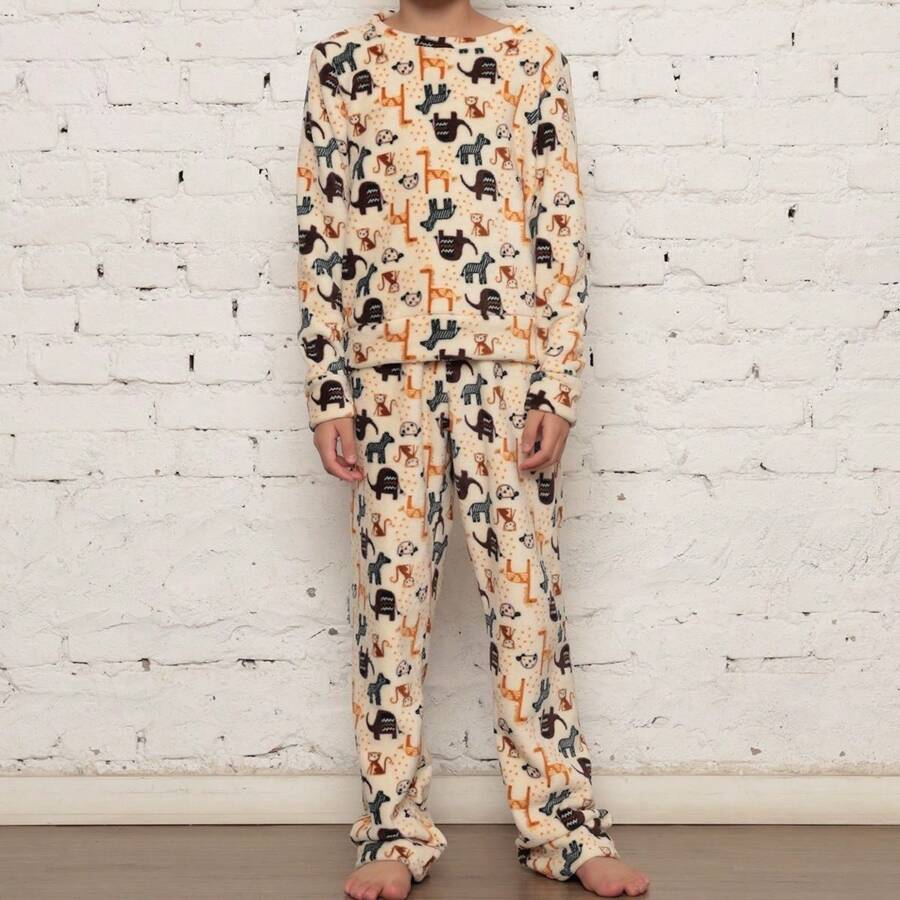***Check The Measurements Carefully*** Children's Pajama Set/Fleece Ultra Soft/Boy, Unisex. - Beige - View 1