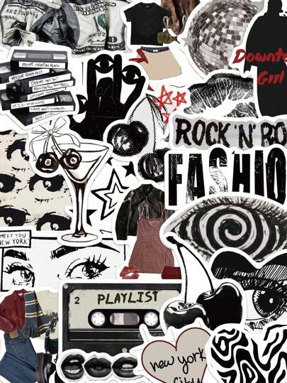 YWWBLD 50 pièces Autocollants Downtown Y2K Imperméables PVC Cadeau Décoration de Bande Dessinée Scrapbooking Ordinateur Portable Bagage Guitare Tasse d'Eau Étui de Téléphone DIY Décalcomanie