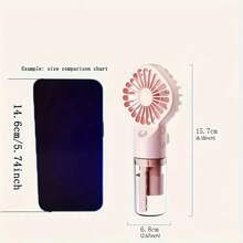 Ventilador de niebla portátil F3 - Rosa, funcionamiento silencioso, 4 ajustes de velocidad, recargable por USB, batería de 800mAh, accesorio humidificador de atomización por nano tecnología para una distribución uniforme