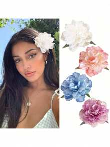 1 Chiếc Kẹp Tóc Hoa Hồng Hawaii Thời Trang Dành Cho Phụ Nữ. Dùng Làm Phụ Kiện Tóc Cho Các Bữa Tiệc Bãi Biển Và Phòng Tắm Nghỉ Mát, Và Cũng Là Kẹp Tóc Phong Cách Bohemian Cho Đám Cưới Của Các Cô Gái. Trang Trí Phòng Tắm Mùa Hè - Màu xanh lam - Xem 2