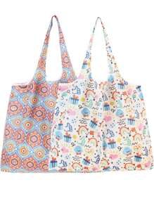 2 pièces Sac de courses réutilisable, sac fourre-tout pliable avec anses, sac de courses grande capacité et imperméable pour voyages, pique-nique, camping en extérieur, essentiels maison