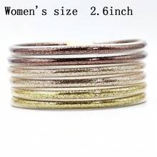 6pcs Mixed Metal Color Jelly Bangle Beacelet - 3 Colors, 6 Pieces - View 5