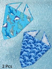 Fabric Pet Bandana With Shark Pattern Pet Kerchiefs,Adjustable Ocean Turtle Theme Pattern Printing Dog Triangle Bibs Scarfs,Suitable For Small To Medium Dogs And Cats - Soft Polyester, Machine Washable - Multicolor - View 19