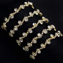 Cadena de cristal de diamantes de imitación con garra brillante - 900mm/35,43" Adorno decorativo de vidrio para ropa, hogar, boda DIY, decoración de abaya Eid, regalos del Día de la Madre y Pascua (base dorada/plateada blanca y AB) - 4 estilos metálicos de lujo