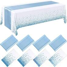 2pcs/Set Disposable Table Decoration Set, Includes 1 Plastic Polka Dot Tablecloth & 1 Rose Gold Satin Table Runner, Suitable For Wedding, Birthday, Christmas, New Year Party, Room Decoration