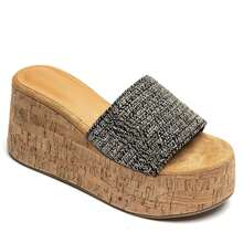 Sandales Compensation in Lüttich mit Braut Large in Raphia – Style Bohème Chic pour Été - Schwarz - Übersicht 1