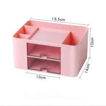 Caixa De Armazenamento Organizador de Mesa com 2 Gavetas Porta Treco Caneta Maquiagem Escritório Papelaria Estudantil