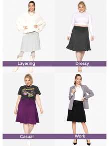 STRETCH IS COMFORT Women's And Plus Size Knee Length Ruched Waist Flowy Skirt - 藍綠色 - 查看 6