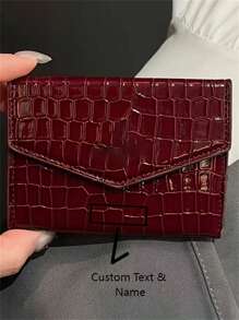 [Customized]Personalized Custom Letter Name Crocodile Faux Leather Pattern Card Storage Bag, Personalized Multi-Card Position, Ultra-Thin And Compact Women's Bag Card Holder,New Year Glamour - Multicolor - View 8