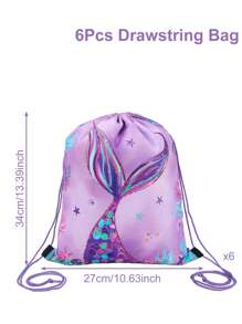 6件套紫色美人鱼主题派对礼品套装，包括礼品袋、束口袋、背包、收纳袋，经久耐用且可重复使用，适合美人鱼主题生日派对、婴儿派对、海洋主题背包和收纳袋。 - 美人魚 - 查看 10