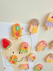 6pcs Refrigerator Magnet Fruit Ice Cream Popsicle Strawberry Watermelon Simulation Food Play Home Decoration DIY Magnet