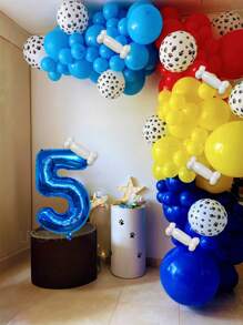 Set de 25 piezas que incluye: Globos con números del 0 al 9 de 32" en rojo/azul/dorado/rosa, Globos de látex con diseño de pata de perro de 12", Globos de látex mixtos de 10" en rojo, amarillo y azul, y Globos largos blancos con forma de hueso de perro. Adecuado para cumpleaños, aniversarios y eventos celebrativos. - Multicolor - Ver 11