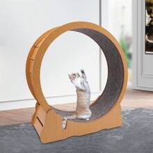 Shangmakel "XL Cat Running Wheel & Multi-Level Cat Tree: Brown Solid Wood Cat Climber With Fitness Wheel, Large Toy For Play & Exercise, Colorful & Stylish Design"