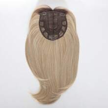 Long Wavy 18inch Hair Topper Big Base Cover Thinning Hair Clip In Hair Toppers For Women Fiber Wiglets With Fringe - 漸變金色 - 查看 2