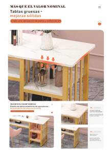 Tocador moderno minimalista, superficie de mármol elegante, estructura metálica dorada - Multicolor - Ver 4