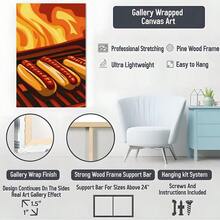 1pc Framed Canvas Wall Art, Hotdog Print Canvas Poster, Ideal Gift For Bedroom Living Room Hallway Dorm Wall Decor