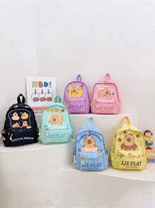 Cute Capybara Printed Backpack, Unisex Versatile Small Bookbag For Kids, Daycare Schoolbag - A - View 2