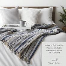 DII Buffalo Check Collection - Manta rústica con borlas, 50 x 60 Pulgadas, Gris/Blanco - Rojo y blanco - Ver 7