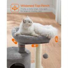 TcFeandrea Cat Tree Cat Tower With Sisal-Covered Scratching Post Cat Condo With Padded Perch For Small Spaces Kittens Light Gray UPCT50W - 淺灰色 - 查看 5