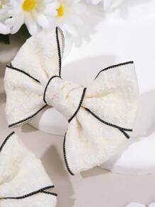 2pcs Lace Flower Hair Bow Clips For Girls, White Black Bow Alligator Clips, Elegant Floral Hair Barrettes, Toddler Girl Pigtail Hair Clips, Spring Birthday Wedding Gift, Kids Hair Accessories.