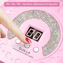 NEW SUN L4 USB 24LED美甲灯 - 水晶镶嵌粉色设计，红外线自动感应（无黑手），快速固化凝胶/UV指甲油，便携轻巧，适合美甲沙龙和家庭美甲 - 粉色 - 查看 5