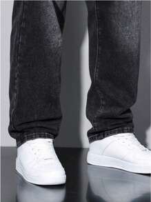 Jeans casuales de corte recto y ajuste delgado con estilo europeo y americano para jóvenes
