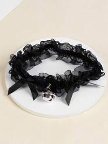 1 pieza Cadena de pierna con lazo y encaje, accesorio de collar gargantilla, joyería de correa para la pierna