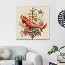1 Piece Home Decor Wall Framed Canvas Fish Pattern Home Decor Framed Canvas Wall Art Paintings For Living Room - Canvas Framed Print Wall Artworks Bedroom Decoration Office Wall Decor