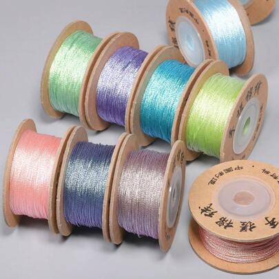 เส้นด้ายสีสันสดใส 20 เมตร เส้นผ่าศูนย์กลาง 0.6 มม. สำหรับการทำเครื่องประดับ DIY ถัก ทอ ประดิษฐ์ลูกปัด สร้อยคอ เย็บปัก