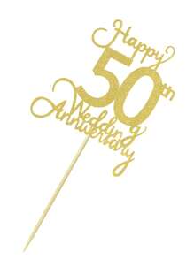 1 件 50 周年结婚纪念蛋糕装饰，金色 50 周年快乐，50 周年结婚派对生日蛋糕装饰，圣诞节 - 金色 - 查看 7