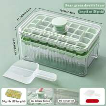 Großer Haushalts-Eiswürfelbehälter mit Deckel, gepresste und verteilte Eiswürfel-Herstellungs-Aufbewahrungsbox, 28 Fächer, leicht zu entnehmen, inklusive Eisschaufel, transparent, kann im Kühlschrank platziert werden (11,5 x 10,5 x 19 cm), selbstgemachte kleine Eiswürfel-Form, Eiswürfel-Aufbewahrungsbox, leicht zu entformen, Silikon-Eiswürfelform, Kunststoff, unverzichtbar für den täglichen Gebrauch, Kücheneinsatz, Küchenutensilien