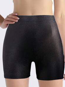 夏季薄款紧身弹力涤纶闪亮性感唇膏印花短裤