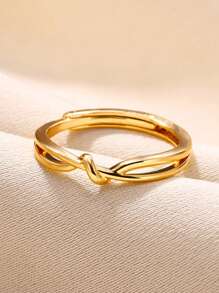 Tiny Bow Knot Eternal Stainless Steel Rings For Women, 18K Gold-Plated & Silver Color Anti Fading Waterproof Charm Ring, Wedding Minimalist Jewelry Beach Vacation Accessories , Memorial Gifts For Mom/Daughter/Best Friends