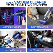 Car Vacuum Cleaner, With 5 Replacement Heads, Mini Handheld Vacuum, Portable Vacuum Cleaner, With LED Light, For Car/Home/Office (Blue) - Blue - View 6