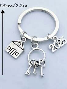 1pc Unisex 2025 House Tool Key Chain, DIY Accessory, Creative Architect Gift, Bag Charm - Silver - View 2